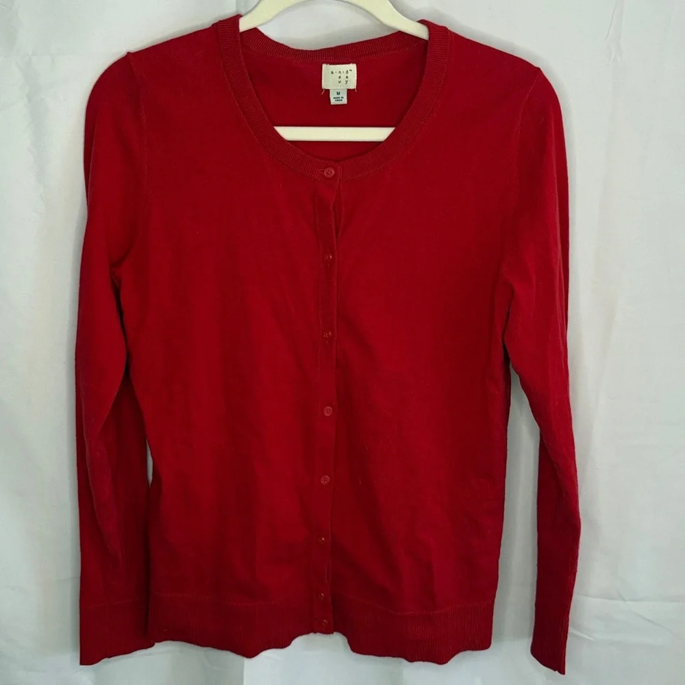 a new day Cotton Blend Women's Red Cardigan Sweater - Medium - Picture 1 of 5